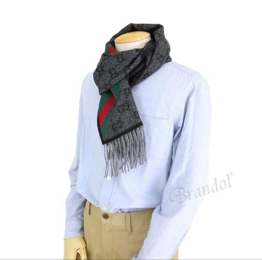 新品✨高級カシミヤGUCCIマフラー❗️箱紙袋セット❗️グッチマフラー　カシミヤ