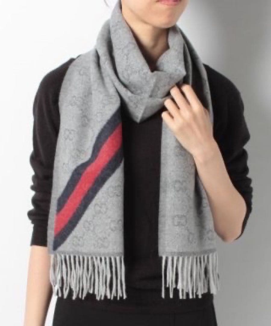 新品✨高級カシミヤGUCCIマフラー❗️箱紙袋セット❗️グッチマフラー　カシミヤ