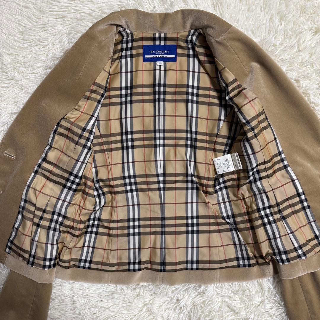 【超希少】バーバリーブルーレーベル テーラードジャケット ベロア 金ボタン