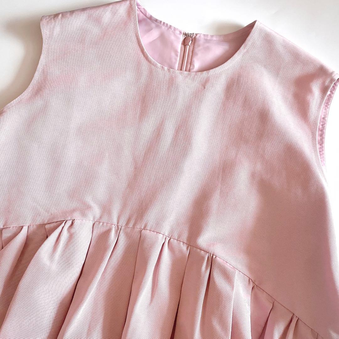 ボウエーbow.a マーガレットチュニック　ノースリーブペプラムブラウス　ピンク