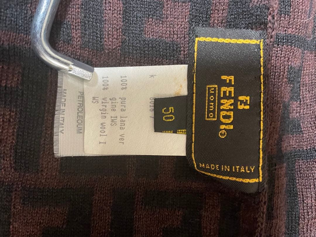 FENDI マフラー ブラックxブラウン ズッカ柄 イタリア製 50