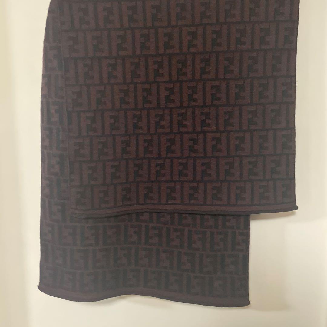 FENDI マフラー ブラックxブラウン ズッカ柄 イタリア製 50