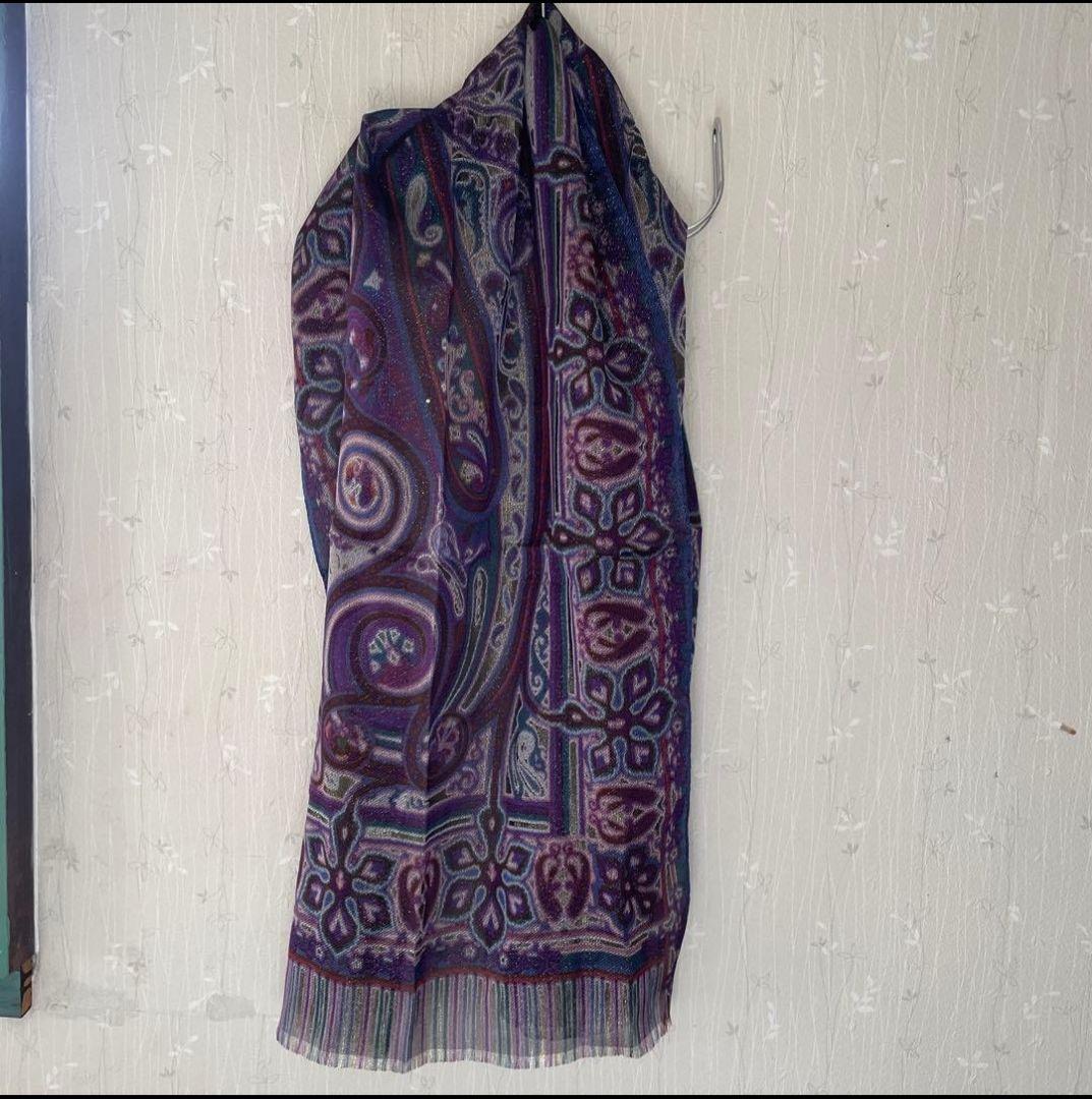 ETRO ペイズリー柄 ストール　新品未使用　　パープル　紫
