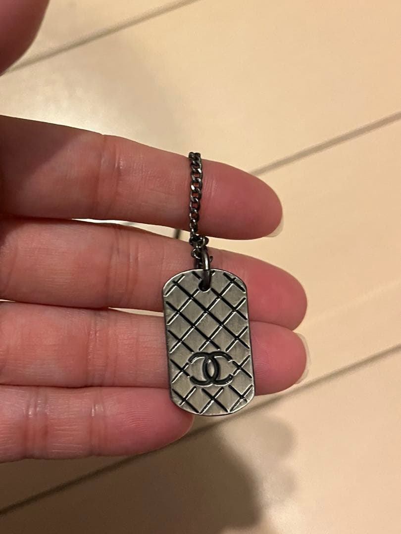 正規品　CHANEL シルバーメタル　プレートネックレス