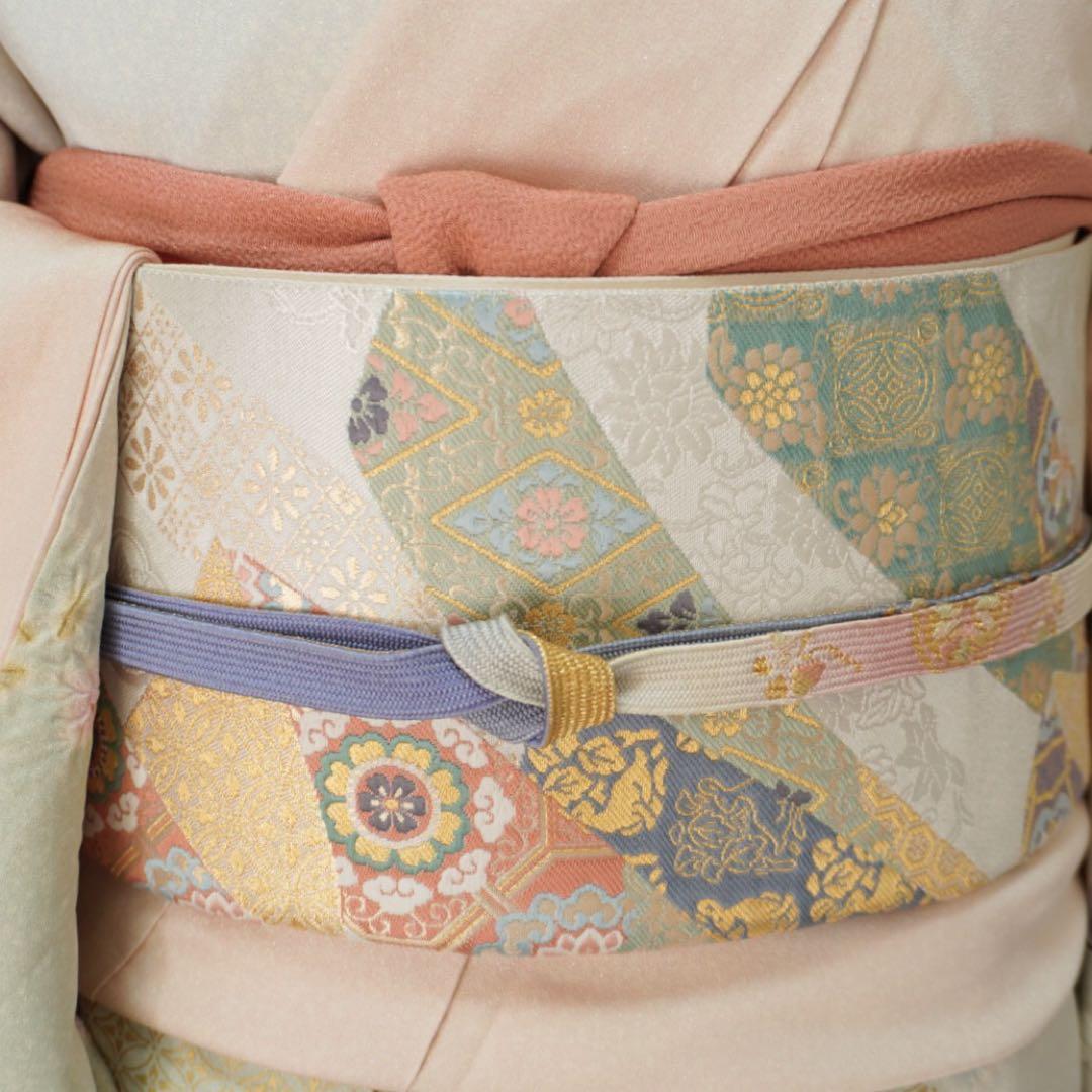 訪問着フルセット　258 正絹　入学式　お宮参り【訪問着、袋帯、帯締め、帯揚げ】