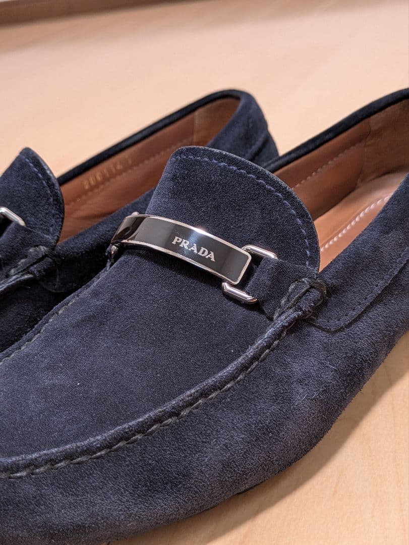PRADA スエード（スウェード） ローファー ネイビー