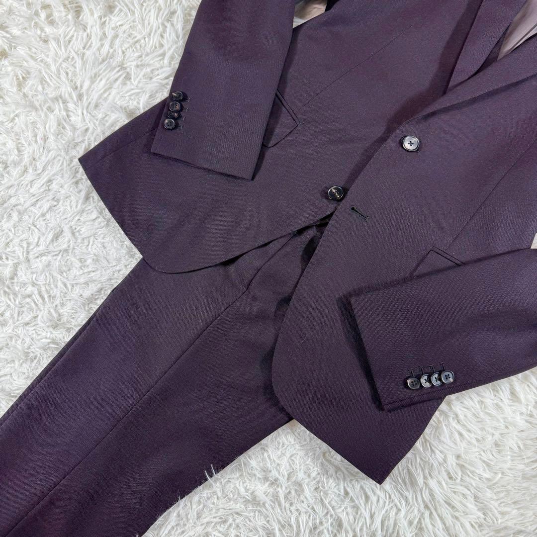 【美品】ザスーツカンパニー スリーピーススーツ ボルドー A5相当 近年モデル