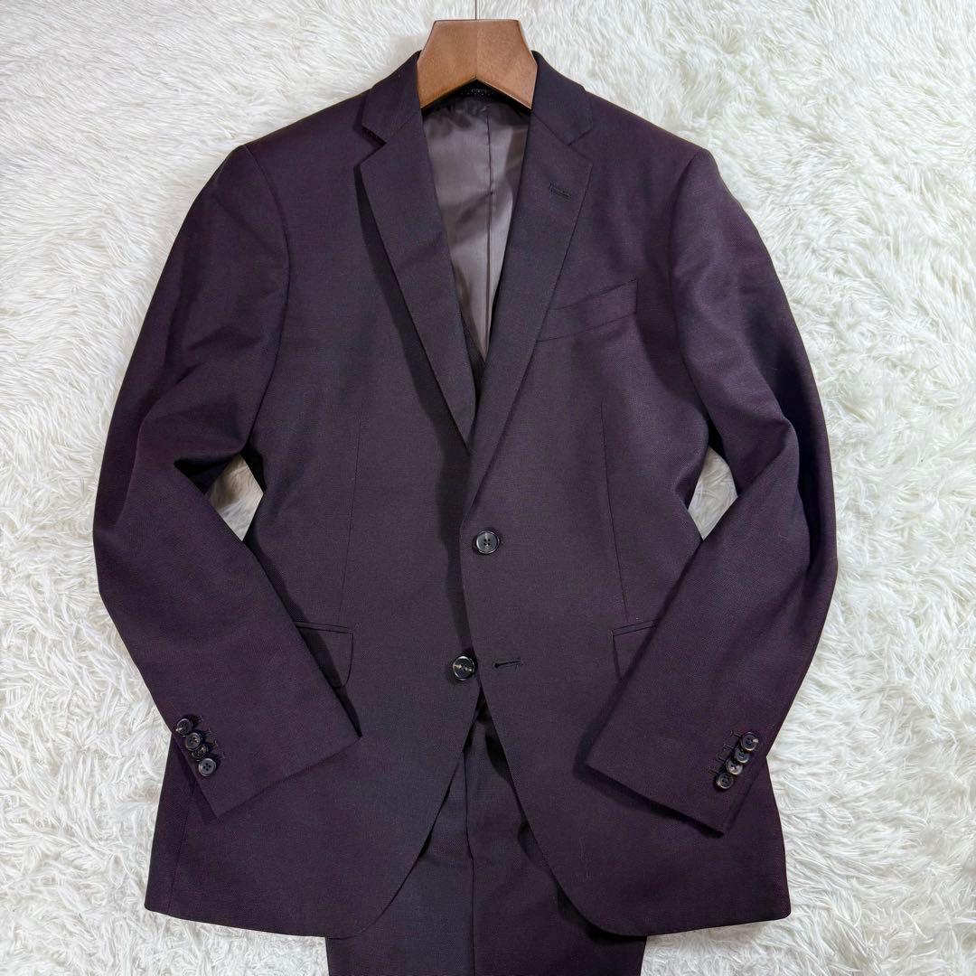 【美品】ザスーツカンパニー スリーピーススーツ ボルドー A5相当 近年モデル