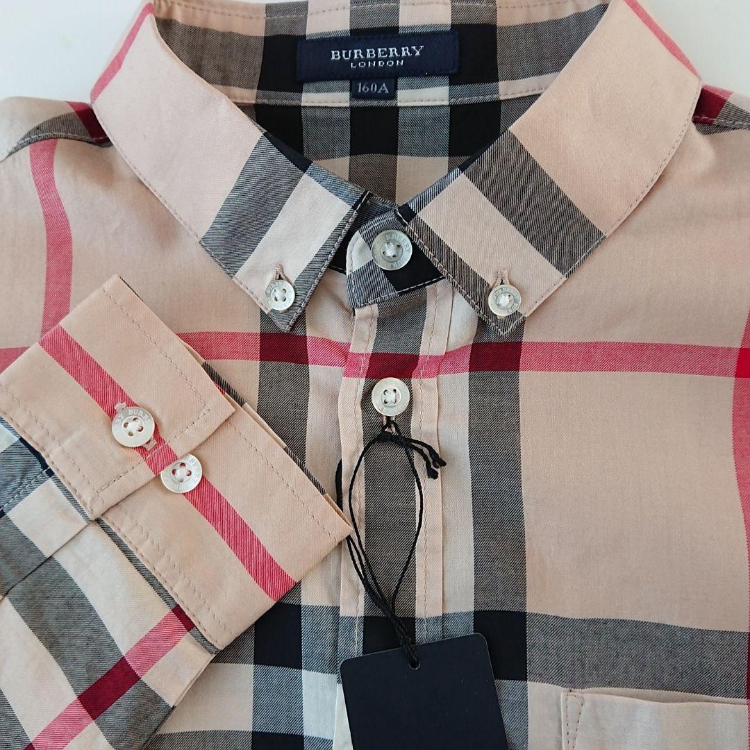 HikoW●バーバリー●160Aノバチェック薄手シャツ　三陽商会