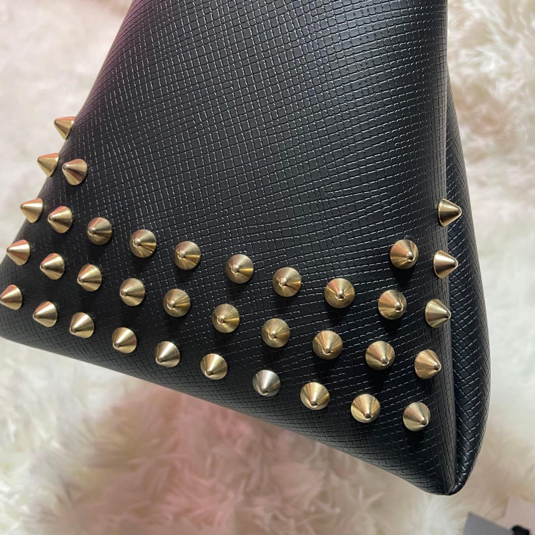 GUM スタッズ付きトートバッグ　黒×ゴールド 2WAY ショルダー