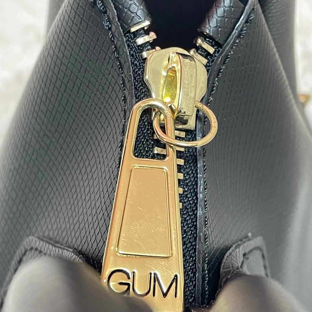 GUM スタッズ付きトートバッグ　黒×ゴールド 2WAY ショルダー