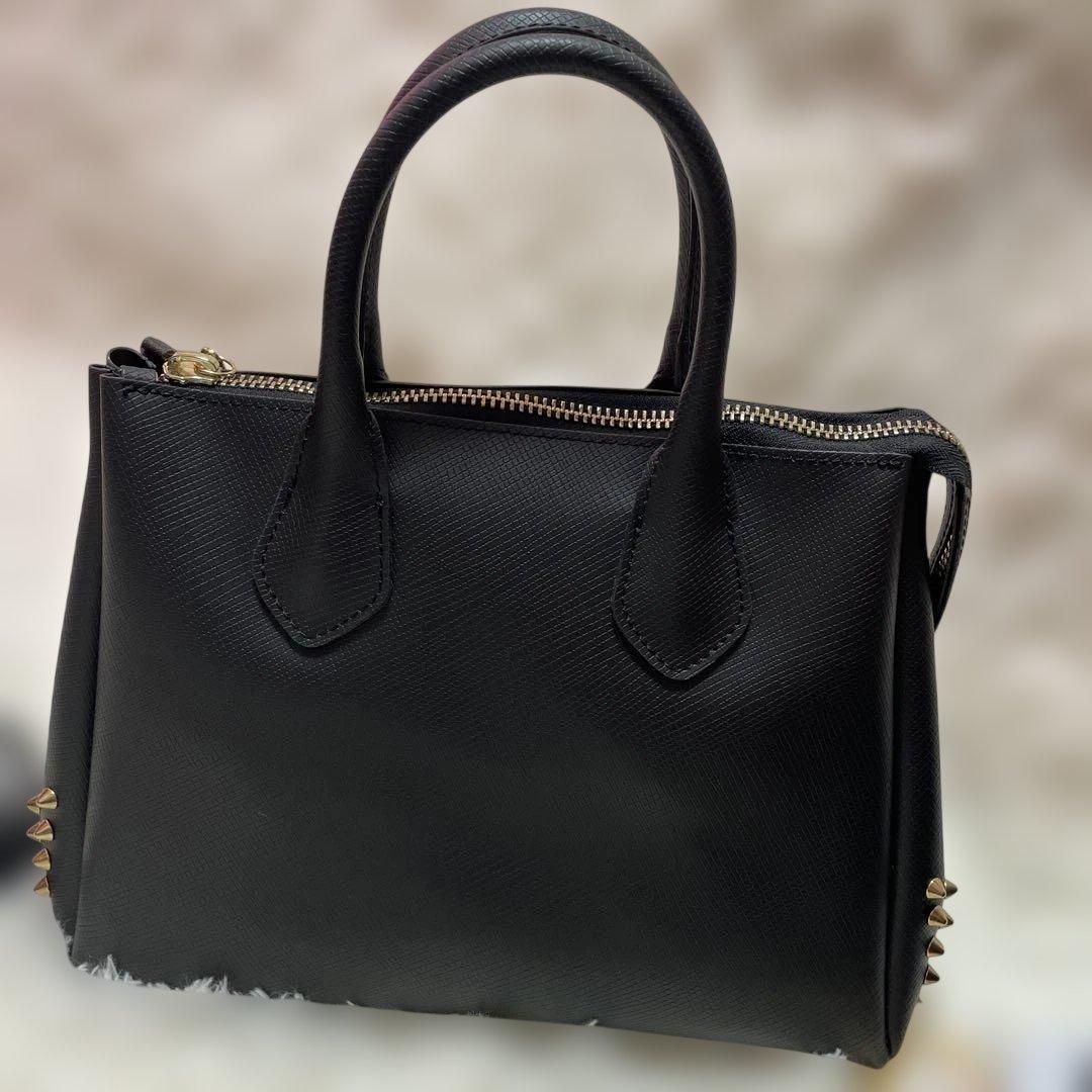 GUM スタッズ付きトートバッグ　黒×ゴールド 2WAY ショルダー