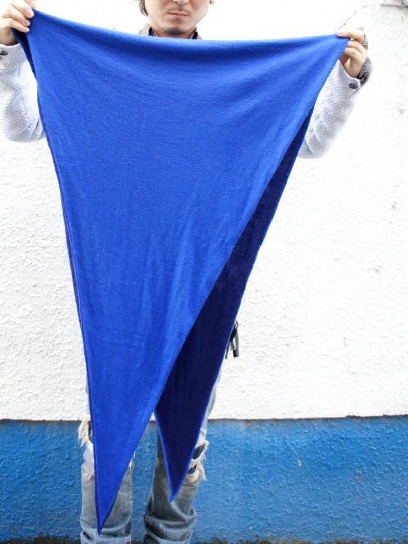 Ble Bre カシミア混ストール　ひし形無地ストール　ロイヤル&ミッドナイト