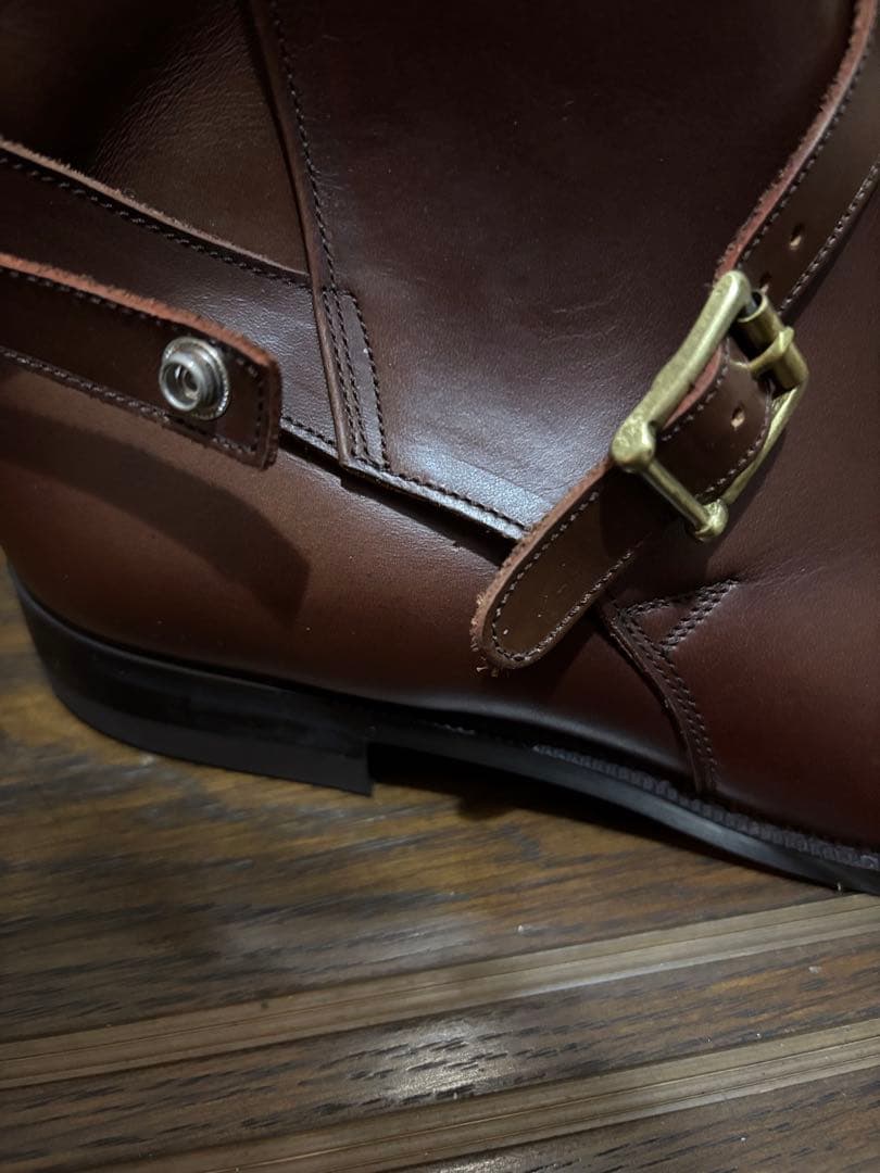 く*み様 リーガルREGALブラウン茶レザー ストラップブーツ 25½ EEE新