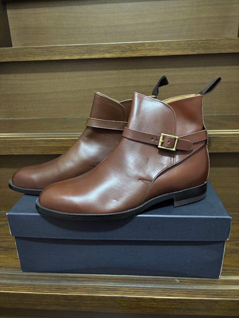 く*み様 リーガルREGALブラウン茶レザー ストラップブーツ 25½ EEE新