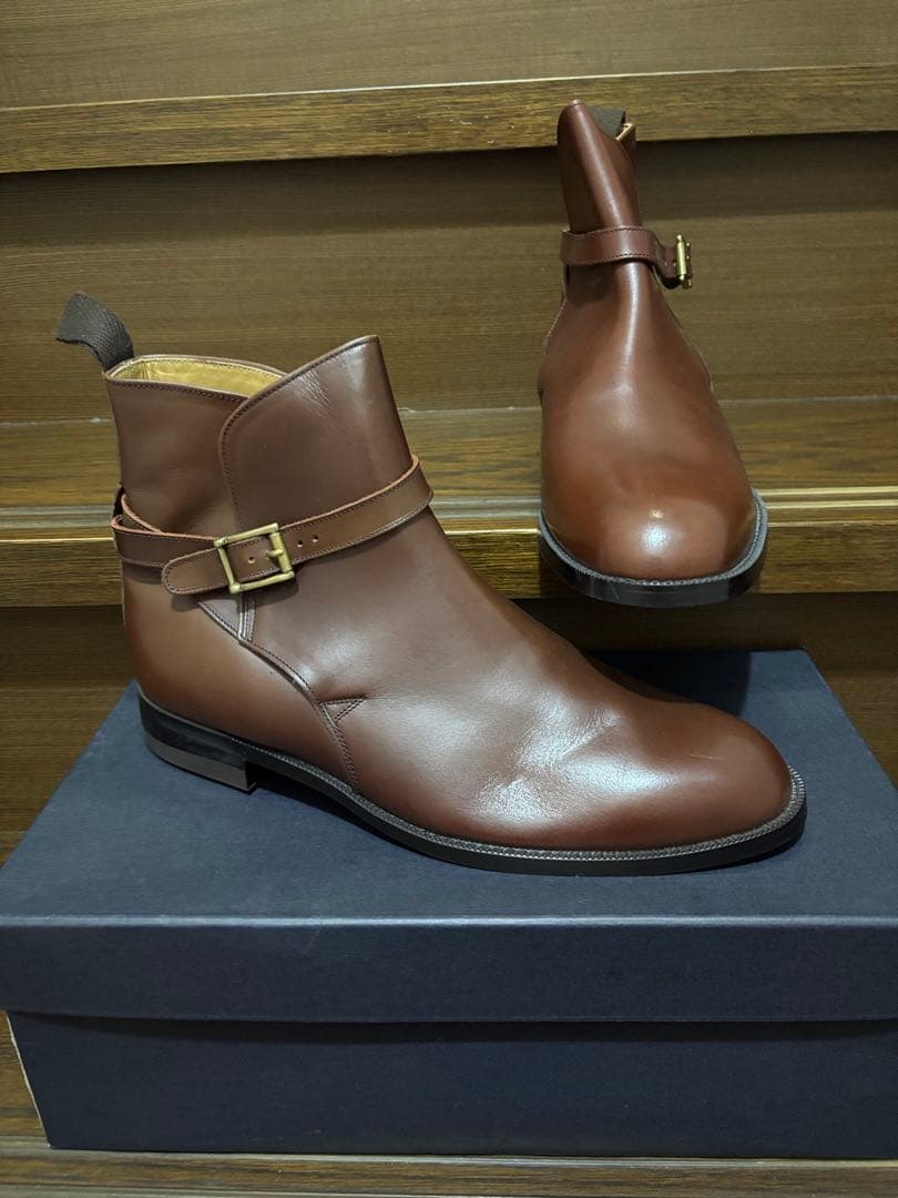 く*み様 リーガルREGALブラウン茶レザー ストラップブーツ 25½ EEE新