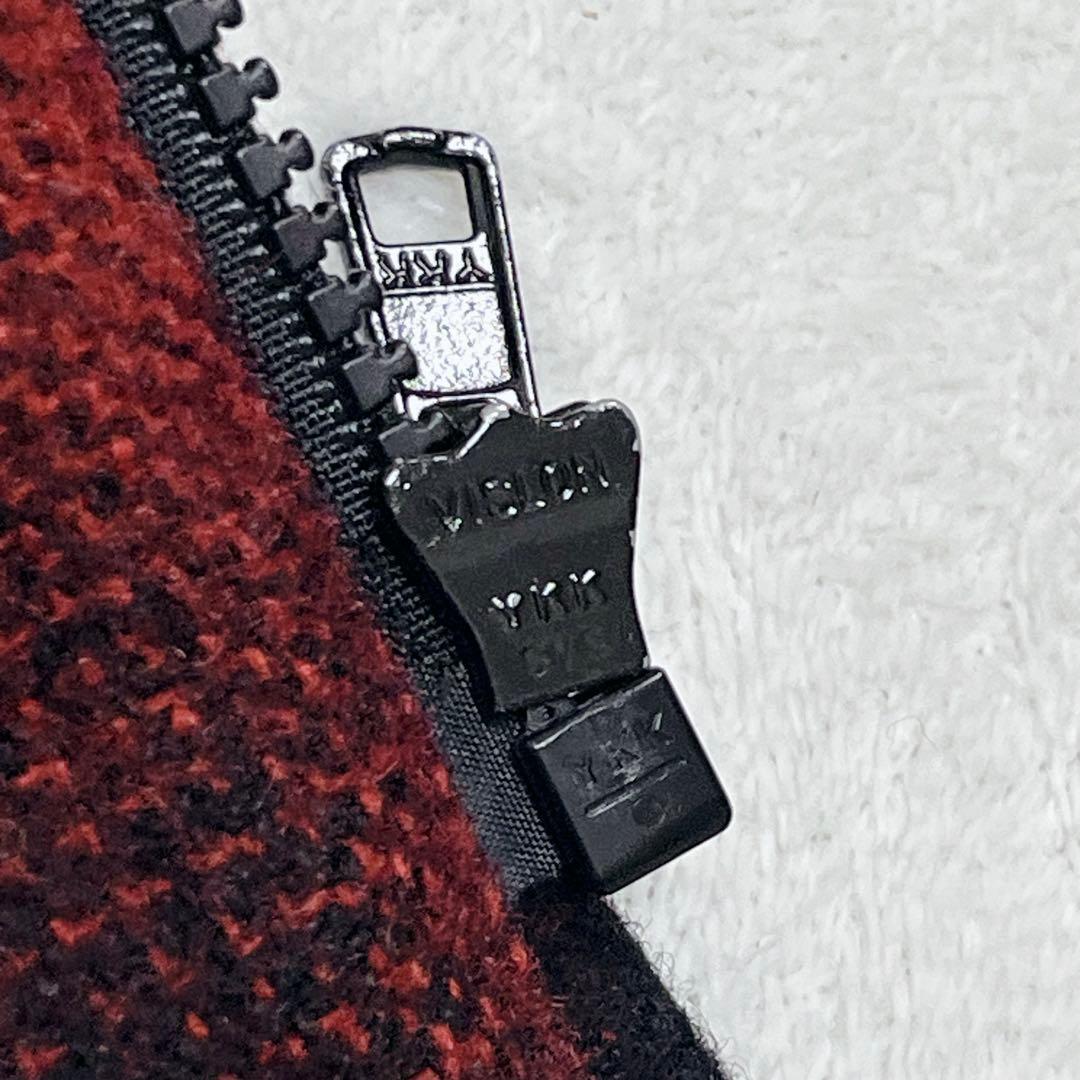 美品「ヴィヴィアン タム』オンブレチェック ファーロングコート ワインレッド