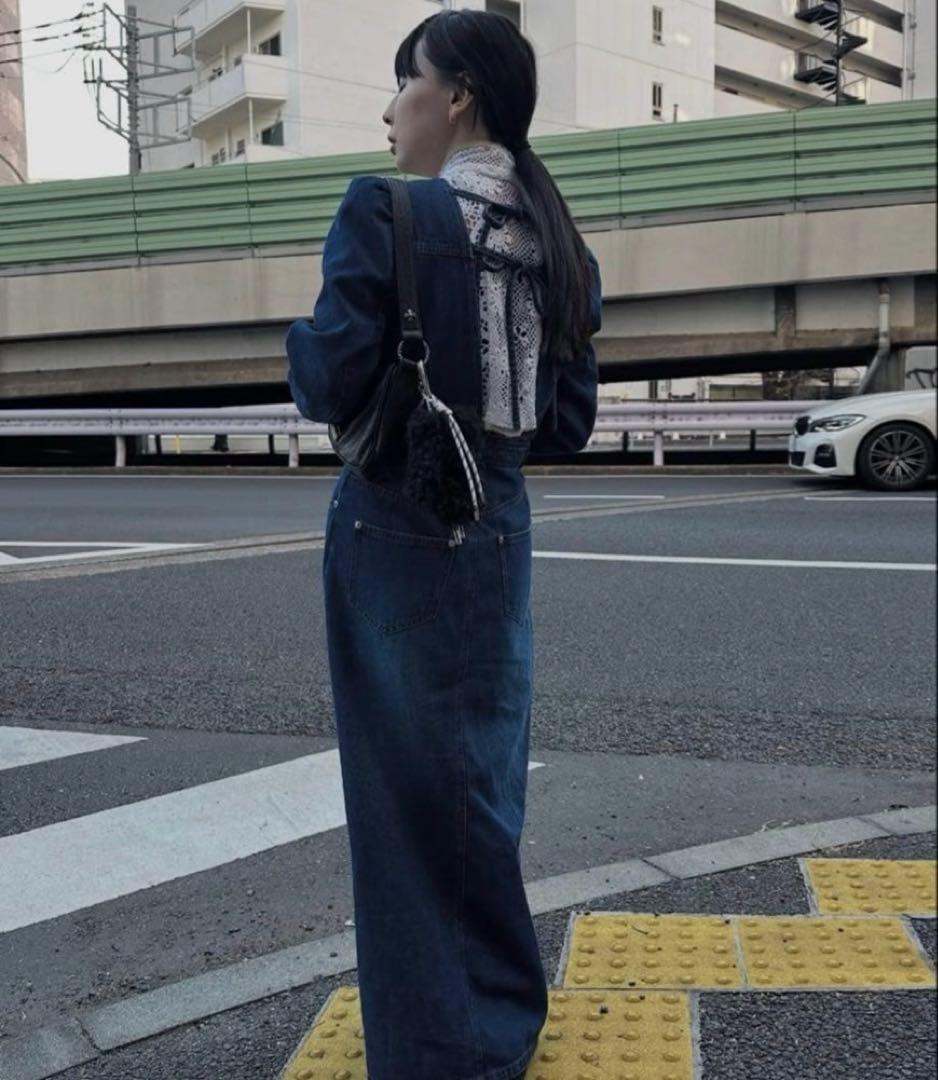 ワンピース AMERI ADORABLE BACK RIBBON DENIM DRESS