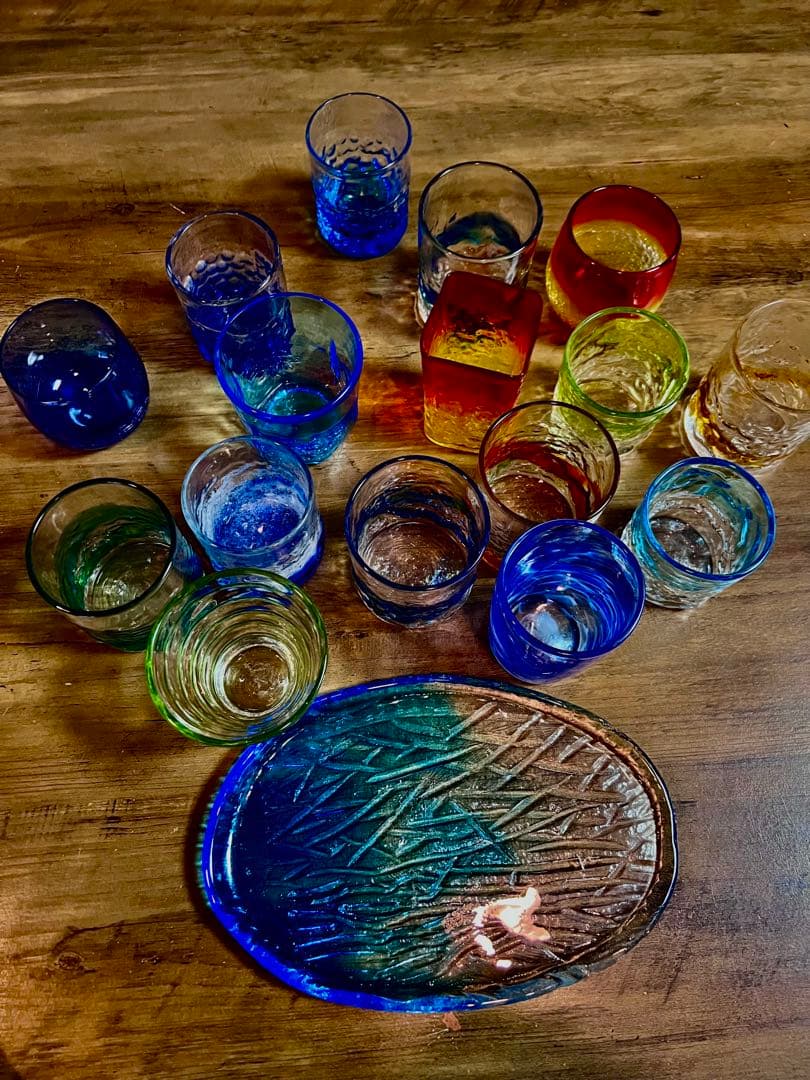 琉球グラス　琉球ガラス　吹きグラス　沖縄コップ　ハンドメイド　セット　大量
