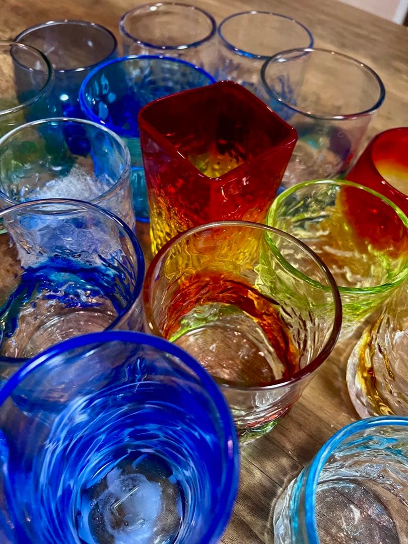 琉球グラス　琉球ガラス　吹きグラス　沖縄コップ　ハンドメイド　セット　大量