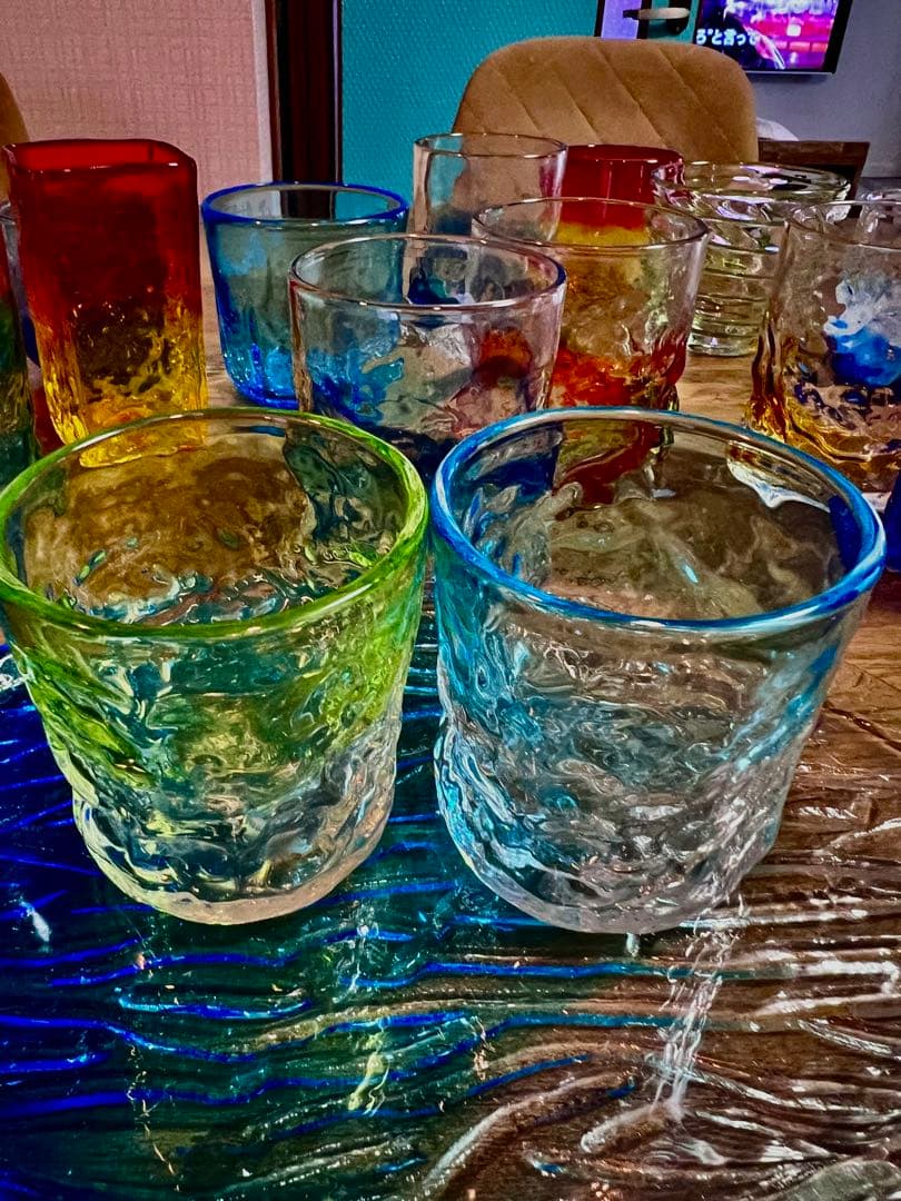 琉球グラス　琉球ガラス　吹きグラス　沖縄コップ　ハンドメイド　セット　大量