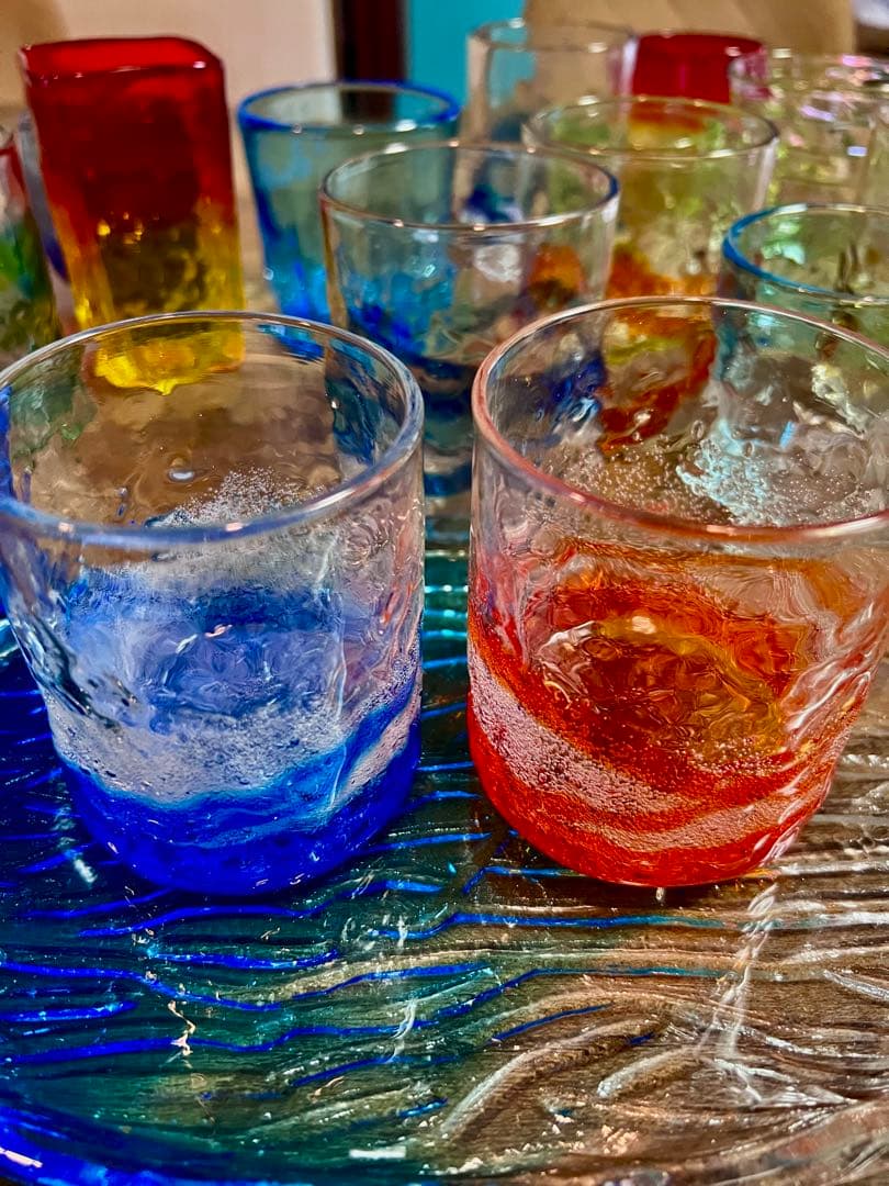 琉球グラス　琉球ガラス　吹きグラス　沖縄コップ　ハンドメイド　セット　大量