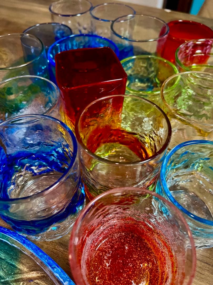 琉球グラス　琉球ガラス　吹きグラス　沖縄コップ　ハンドメイド　セット　大量