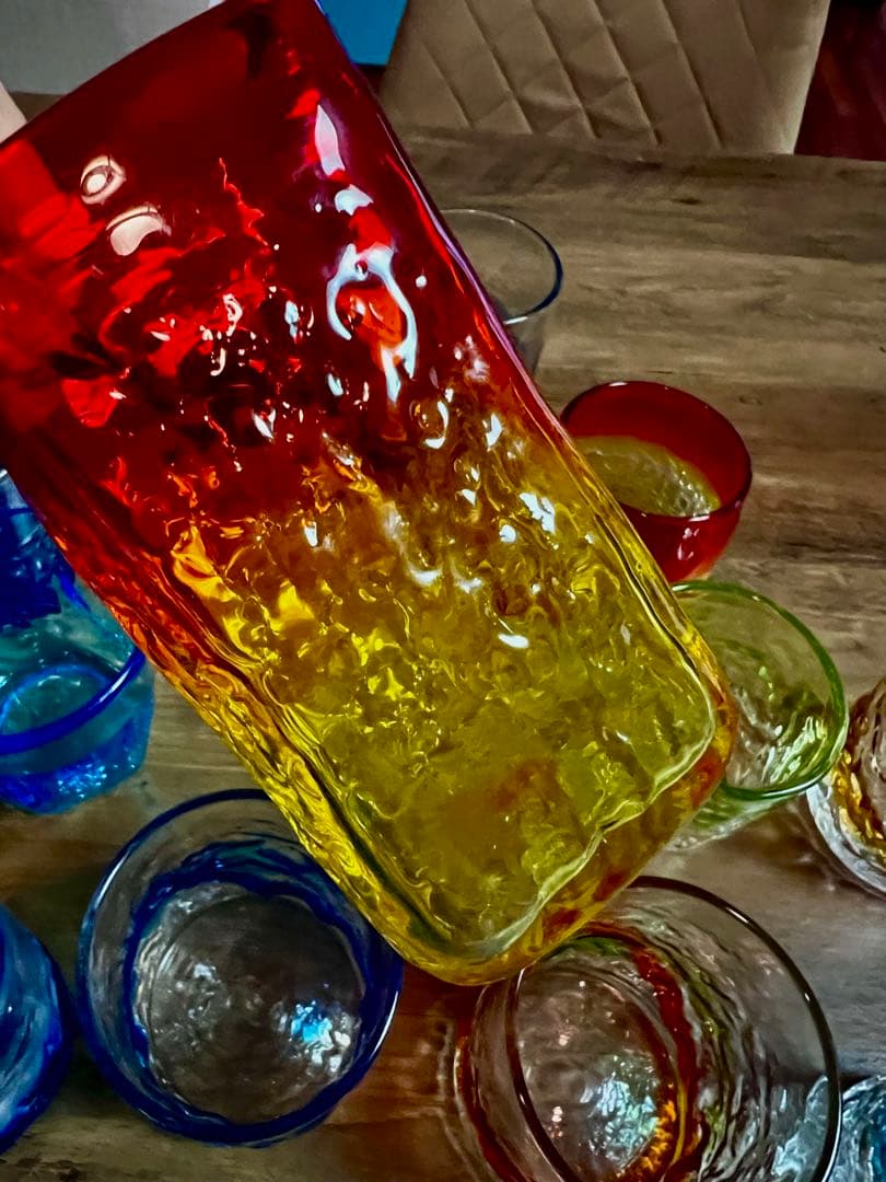 琉球グラス　琉球ガラス　吹きグラス　沖縄コップ　ハンドメイド　セット　大量