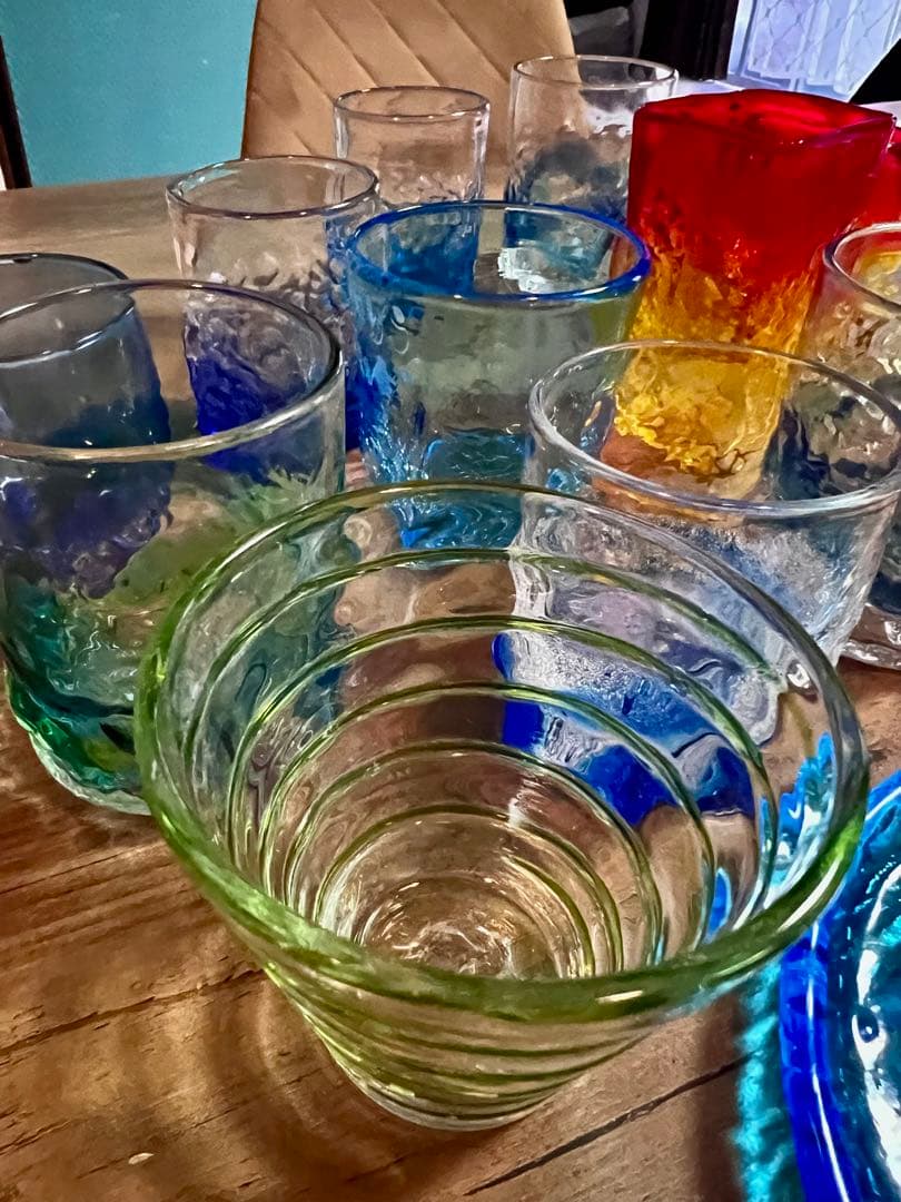 琉球グラス　琉球ガラス　吹きグラス　沖縄コップ　ハンドメイド　セット　大量