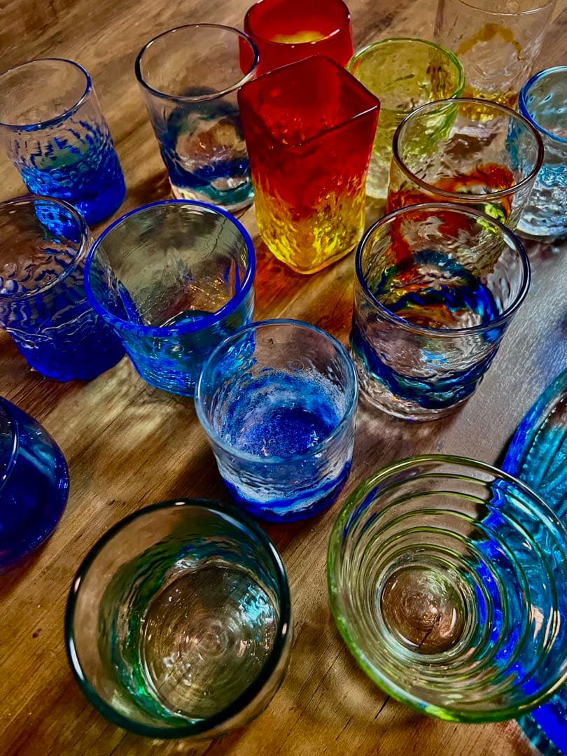 琉球グラス　琉球ガラス　吹きグラス　沖縄コップ　ハンドメイド　セット　大量