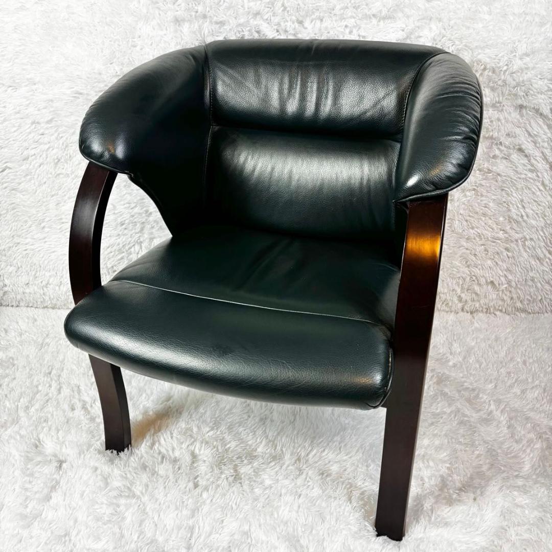 FUJI FURNITURE 　富士ファニチア　オットマン付　アーム付 　本革