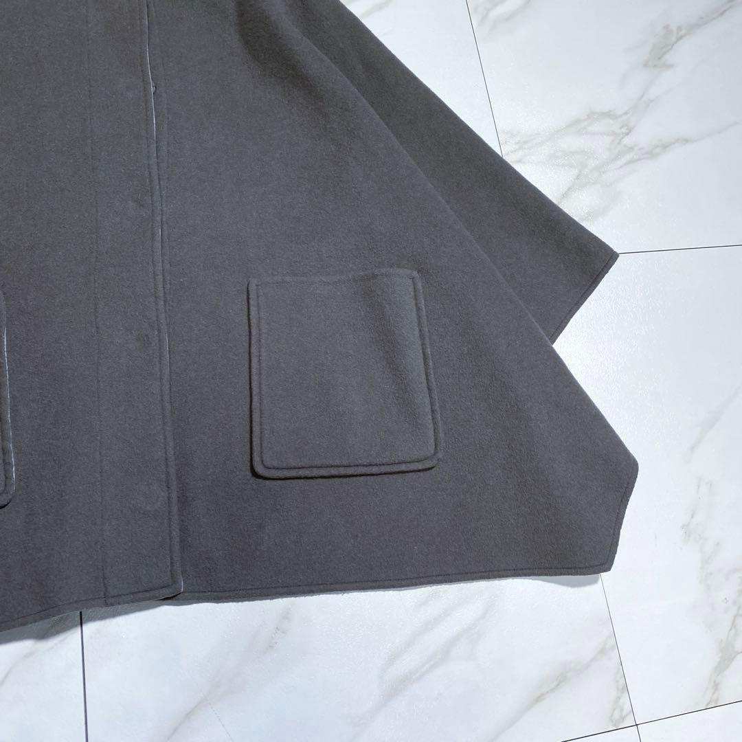 希少♡lelill リバーシブル ウールリバーポンチョ パッチポケット 入手困難