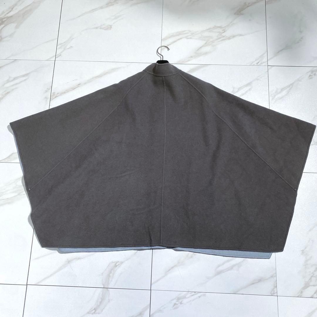 希少♡lelill リバーシブル ウールリバーポンチョ パッチポケット 入手困難