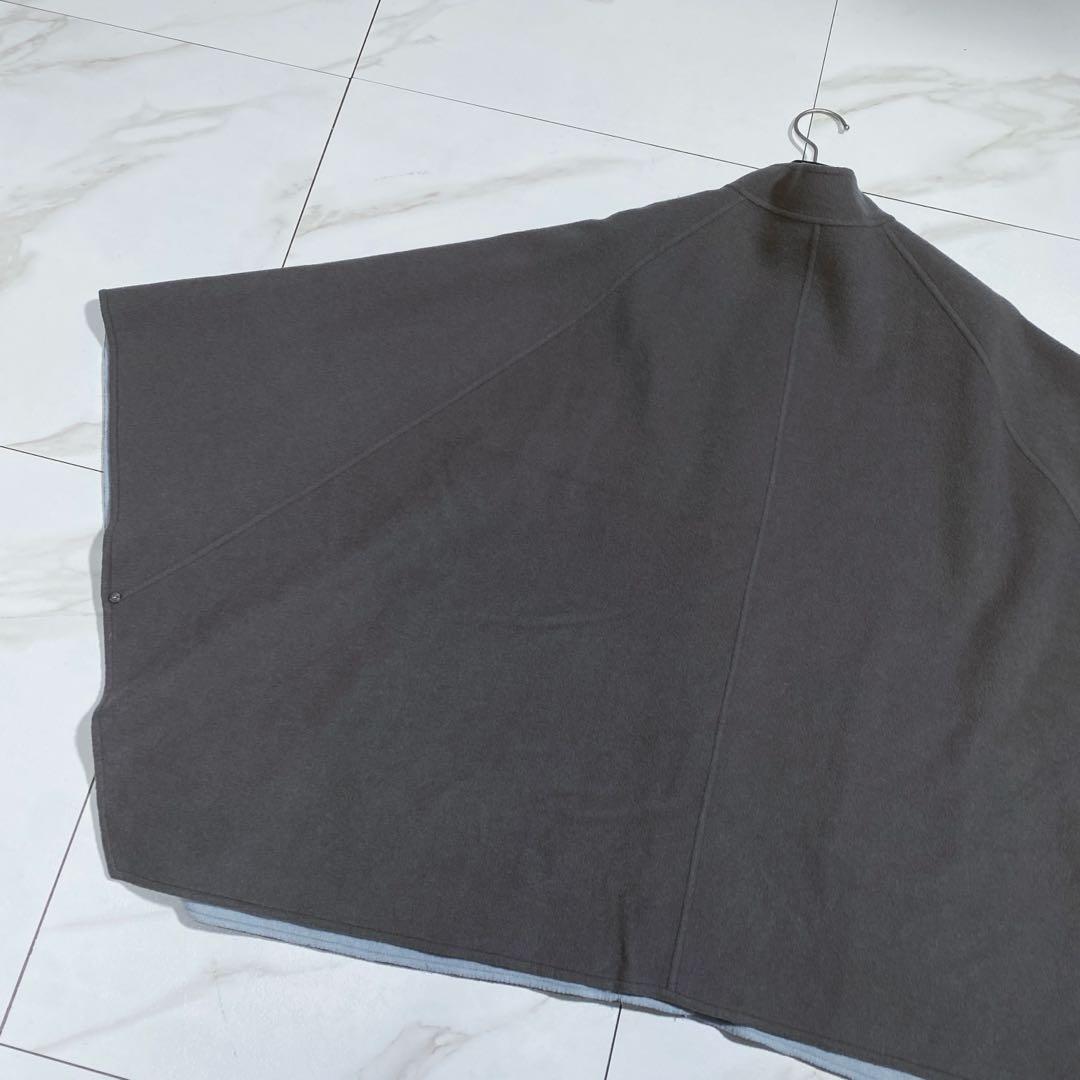 希少♡lelill リバーシブル ウールリバーポンチョ パッチポケット 入手困難