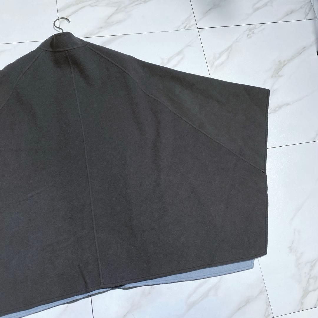 希少♡lelill リバーシブル ウールリバーポンチョ パッチポケット 入手困難