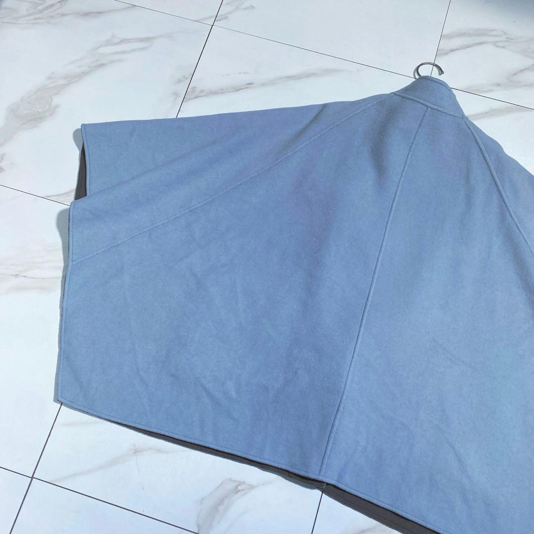 希少♡lelill リバーシブル ウールリバーポンチョ パッチポケット 入手困難