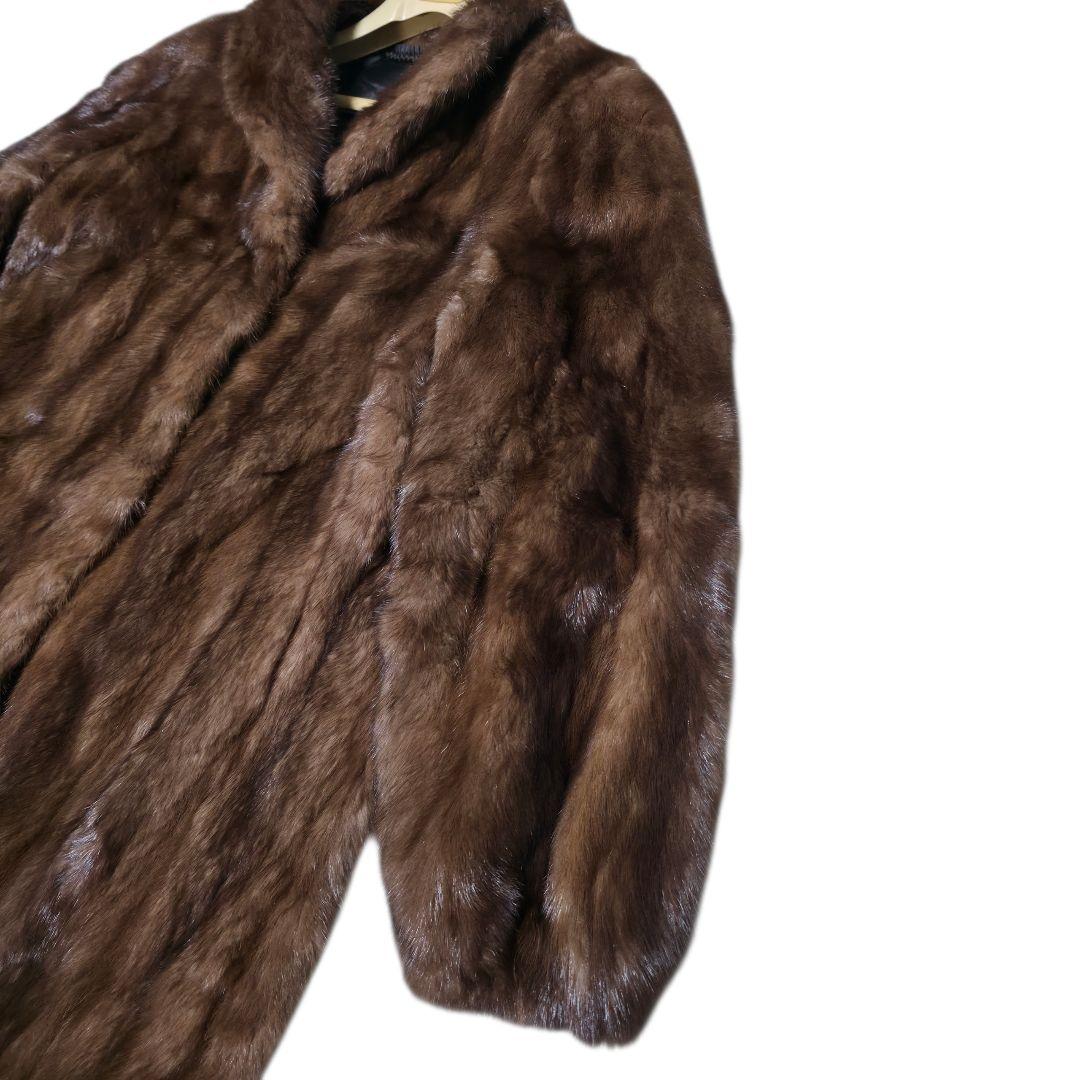 美品 デミバフミンク ファーコート 本毛皮 15 3L位 極太袖