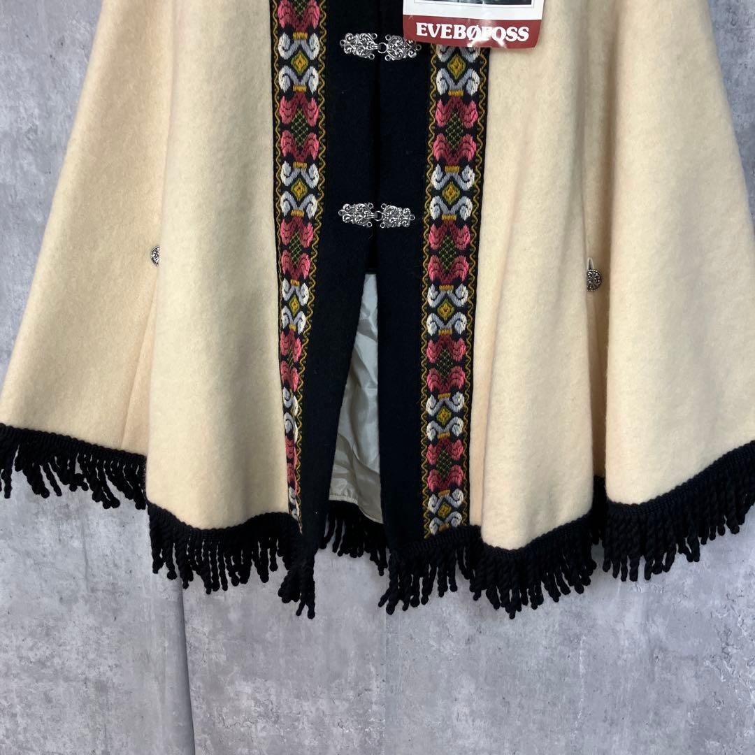 デットストック FJORD FASHION ノルウェー製 ニットポンチョ 40