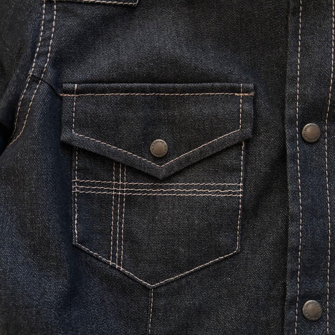 美品 バーバリーロンドン デニムジャケット 裏地チェック ブラック L