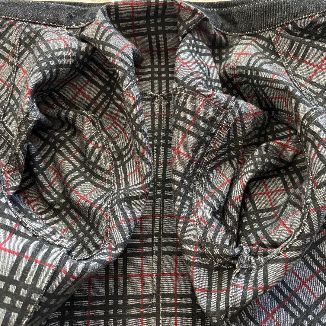 美品 バーバリーロンドン デニムジャケット 裏地チェック ブラック L