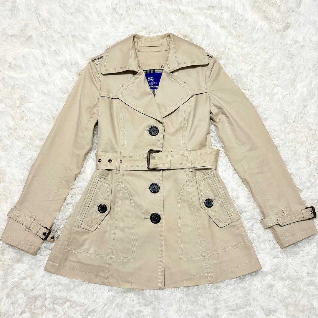 ✨美品✨ バーバリーブルーレーベル トレンチコート ノバチェック ベルト 38