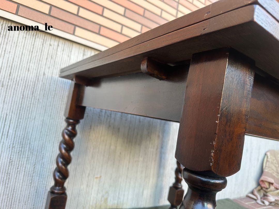 【ドローリーフテーブル】英国　伸長式　ツイストレッグ　アンティーク◎