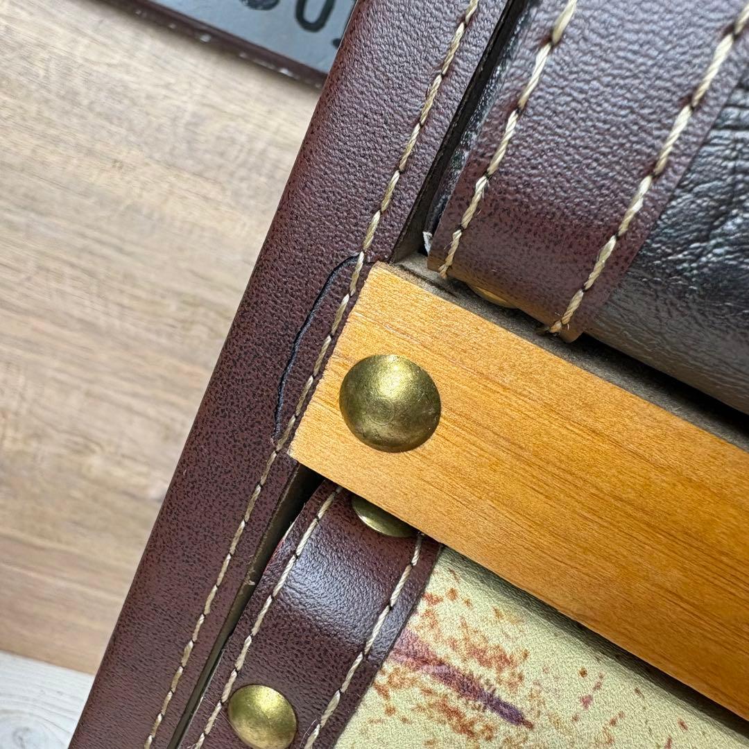 訳あり品！【119】アンティークビンテージ調レザートランクチェスト四段収納タンス