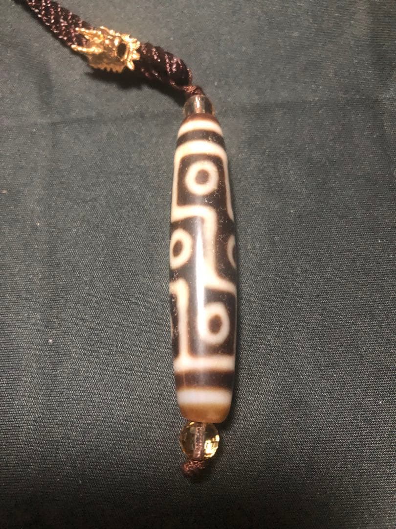 上肯老礦天珠‼️西蔵老礦手工伝承九眼天珠龍頭紐ネックレス