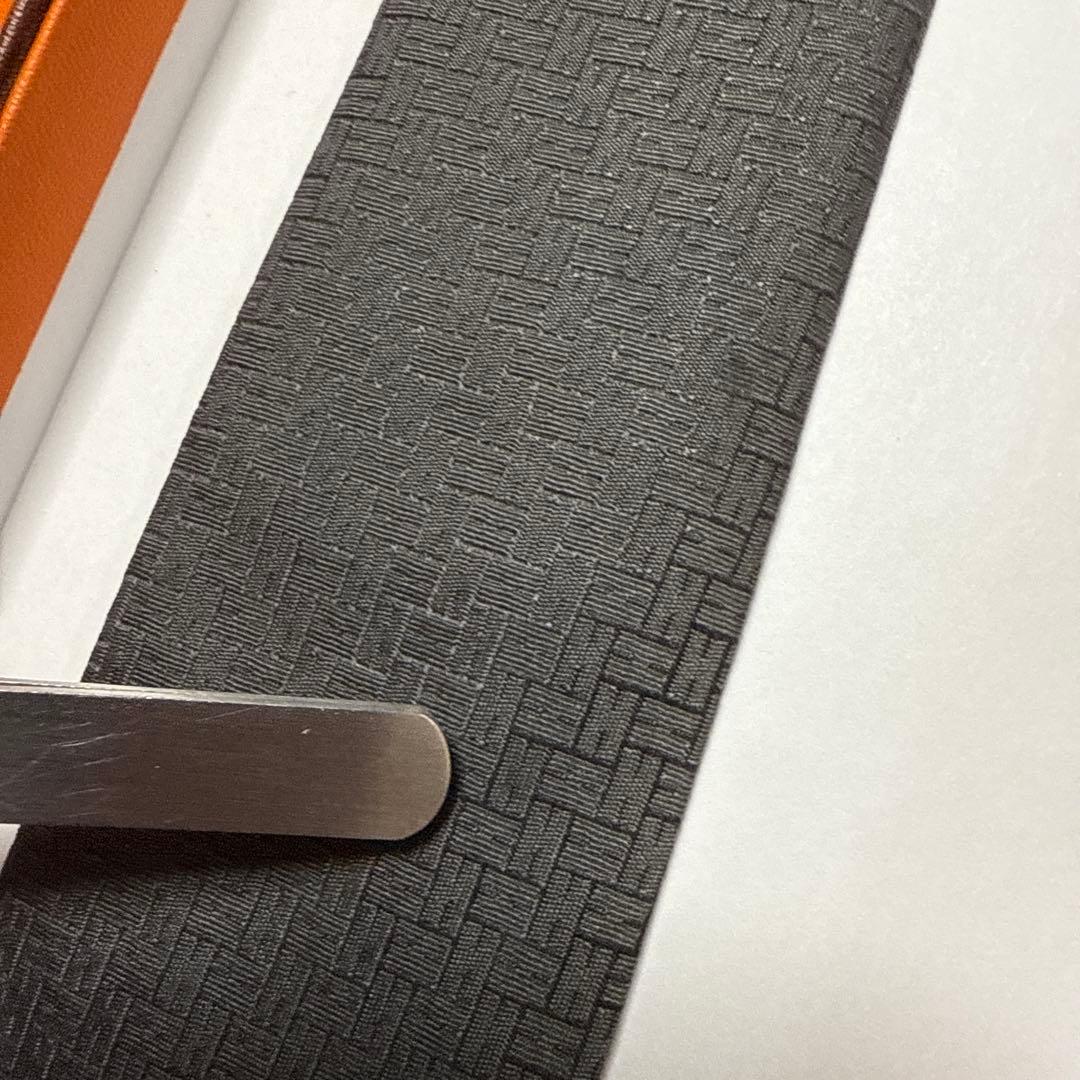 エルメス　ネクタイ　グレー　H柄H織ファソネ