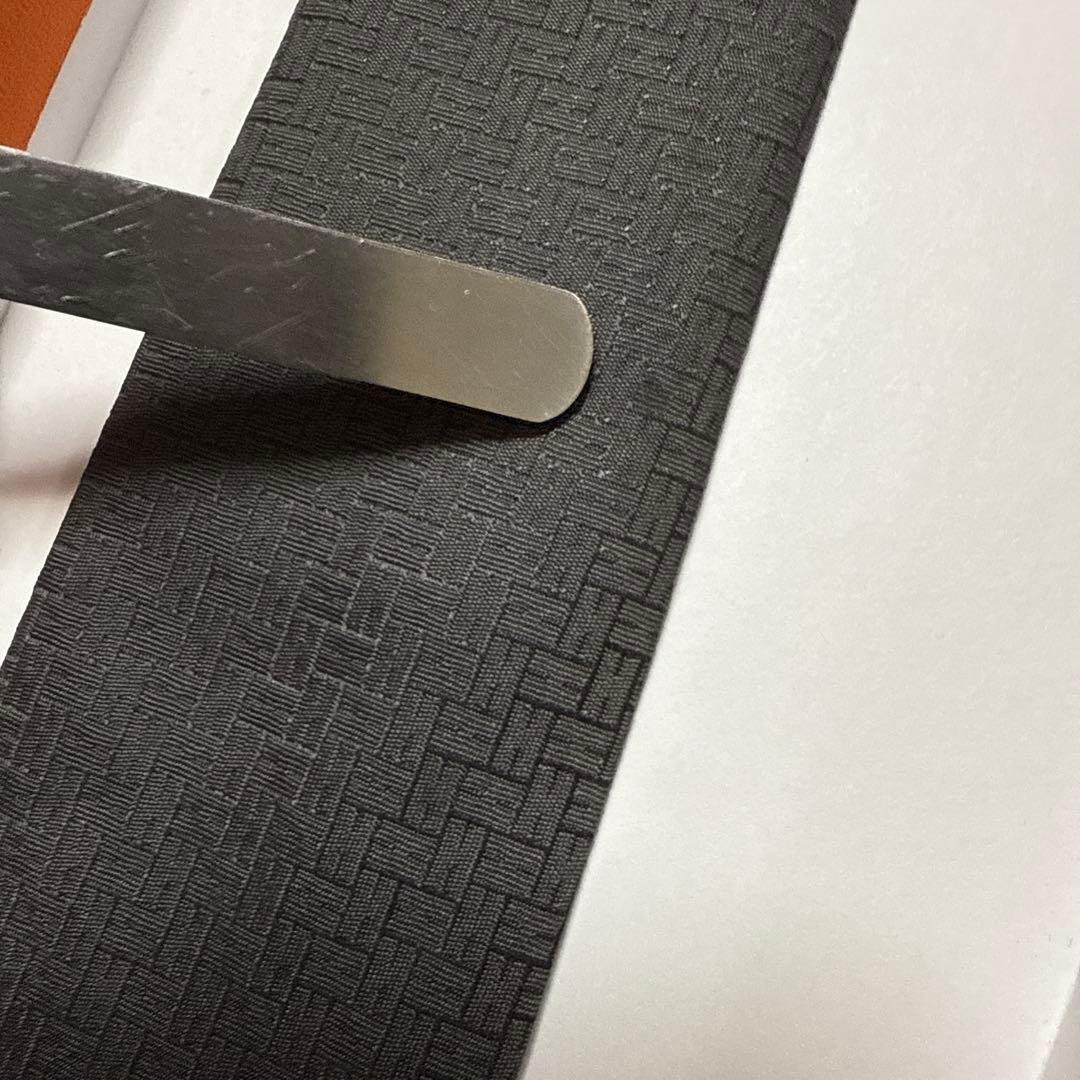 エルメス　ネクタイ　グレー　H柄H織ファソネ