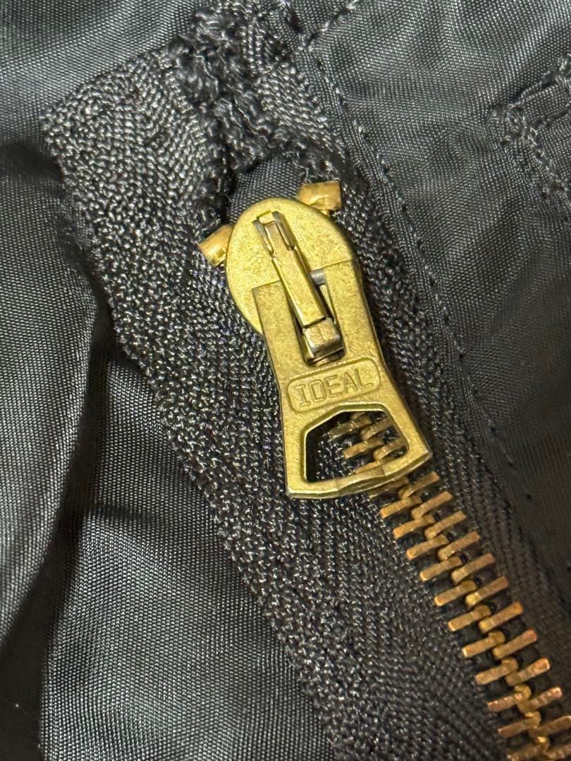 80s USA製 ALPHA MA-1 IDEALジップ 黒 Lアルファ社