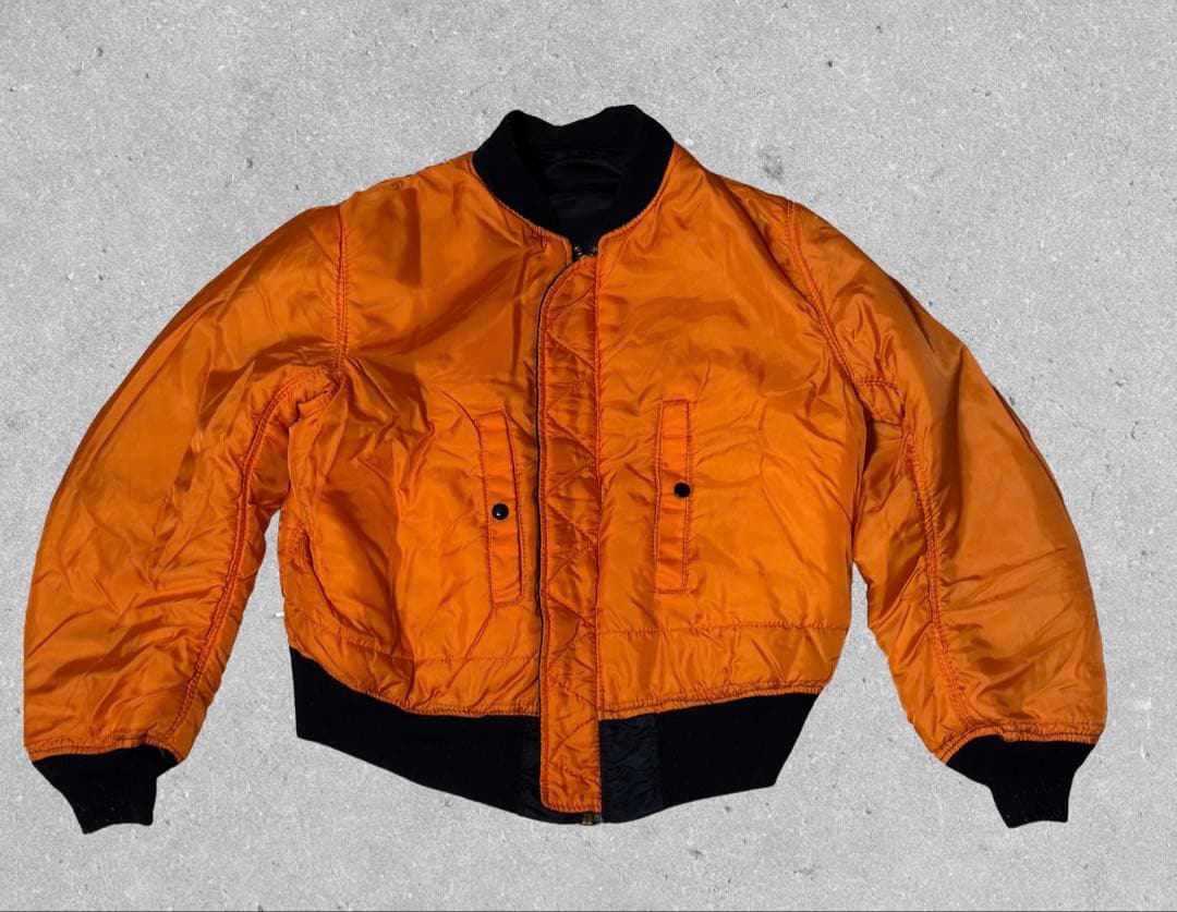 80s USA製 ALPHA MA-1 IDEALジップ 黒 Lアルファ社