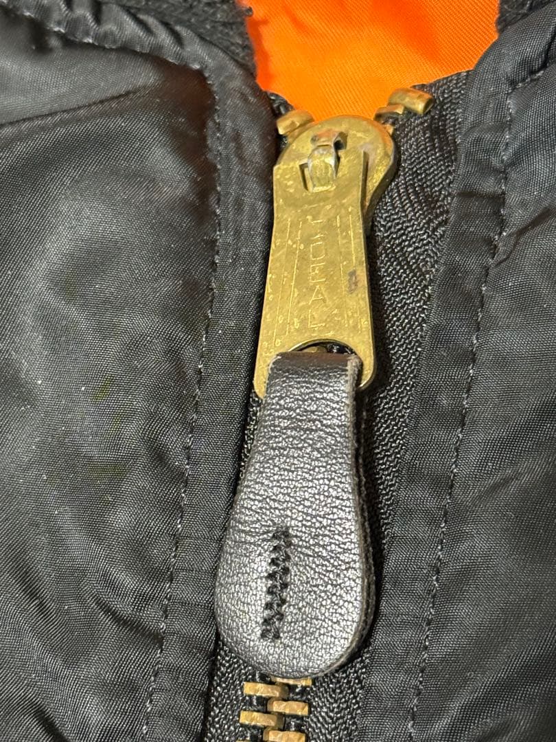 80s USA製 ALPHA MA-1 IDEALジップ 黒 Lアルファ社