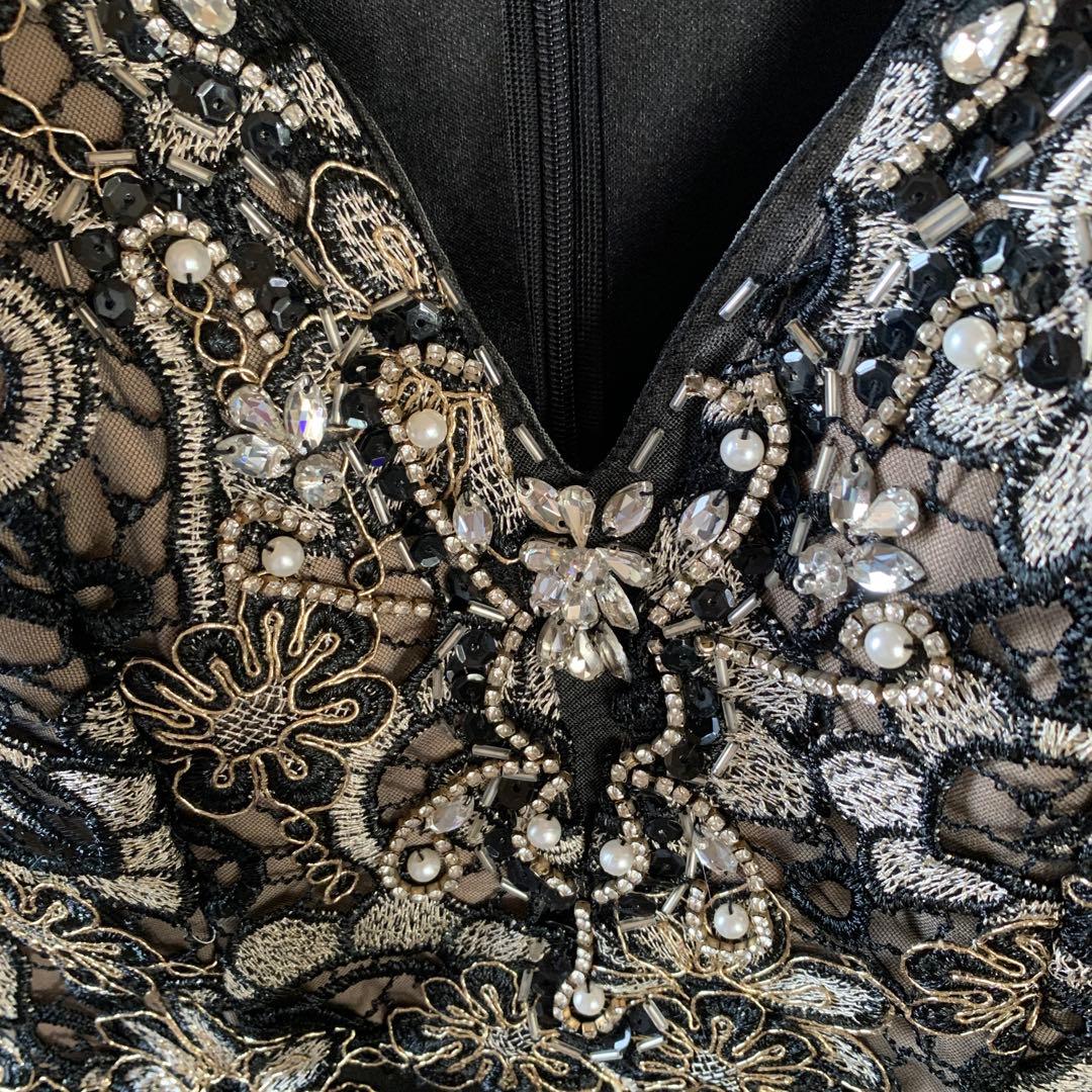 IRMA ミニドレス 黒 ビーズ刺繍 キャバクラドレス